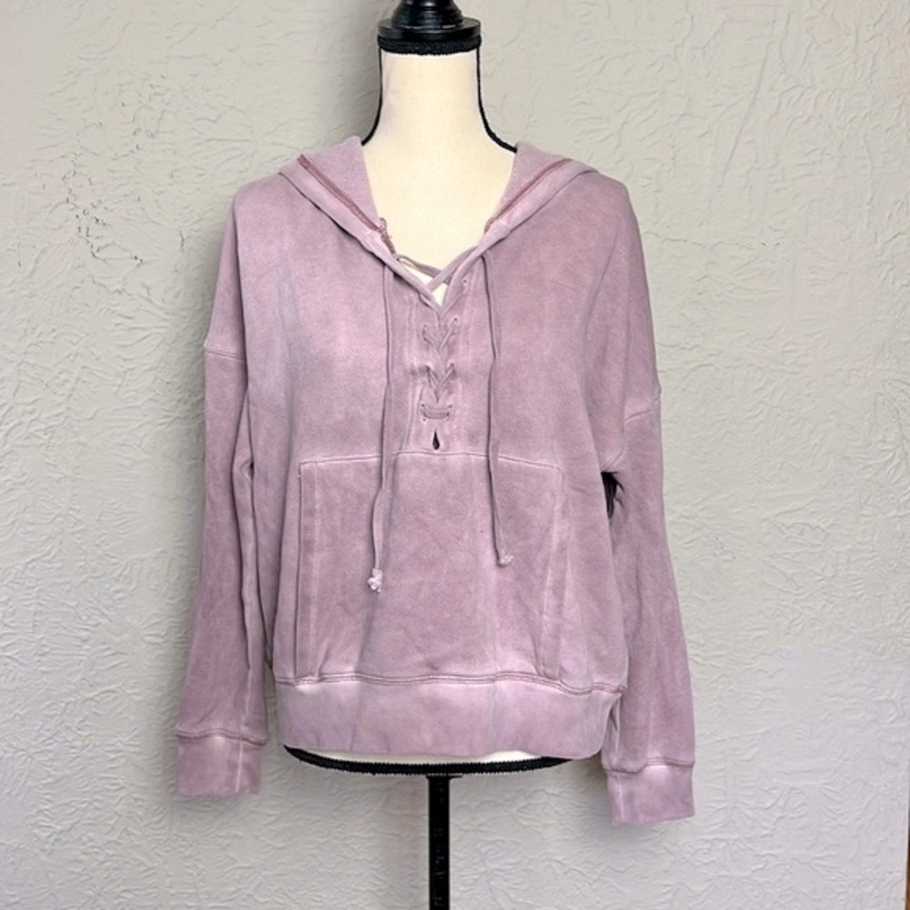 American Eagle Washed Lace Up Hoodie